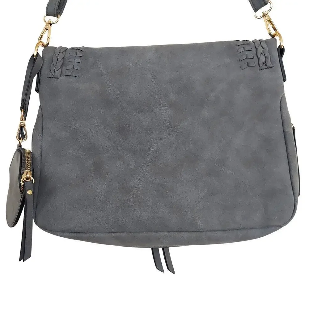 Unbranded Dark Gray Faux Leather Adjustable Strap Shoulder Bag